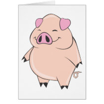 Cute Fat Pig Greeting Card