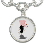 Cute Fat Pig Skipping Charm Bracelet