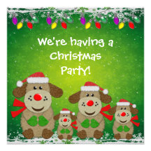 Cute Felt Dog Family & Christmas Lights Party Announcement