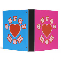 Cute Feminine & Girly Moms : Super Mom + Heart 3 Ring Binder