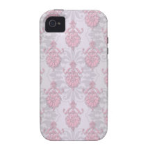 Cute Feminine Girly Pink Damask Vibe iPhone 4 Case