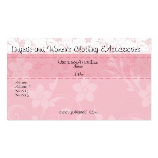 Cute Feminine Handmade Fashion Business Card Template (front side)