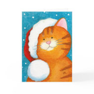 Cute Festive Orange Tabby Cat Christmas Card