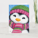 Cute Festive Penguin Chick Christmas Card card