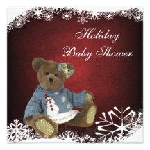 Cute Festive Teddy Bear Baby Shower Personalized Announcement