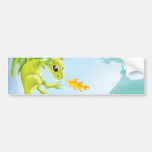 cute fiery dragon and castle scene bumper stickers