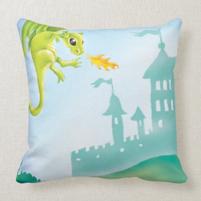 cute fiery dragon and castle scene pillows Mojo_throwpillow cute fiery dragon and castle scene pillows Mojo_throwpillow