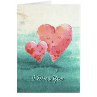 Cute Fine Art Love Hearts - I Miss You Cards