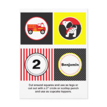 Cute Fire Truck Cupcake Toppers Postcard