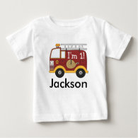 Cute Fire Truck Kids Birthday Personalized Tee Shirts