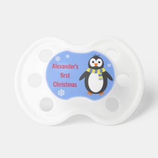 Cute first christmas custom text penguin