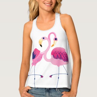 Cute Flamingos In Love Illustration Tank Top