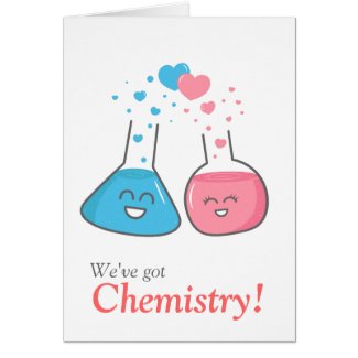 Cute flasks in love, we've got chemistry cards