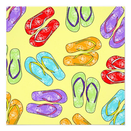 Cute Flip Flop Beach Themed Birthday Party Invite