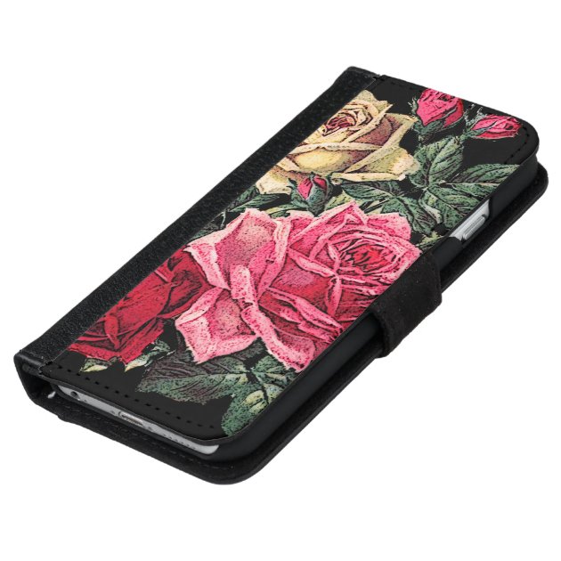 cute floral,roses iPhone 6 wallet case-5