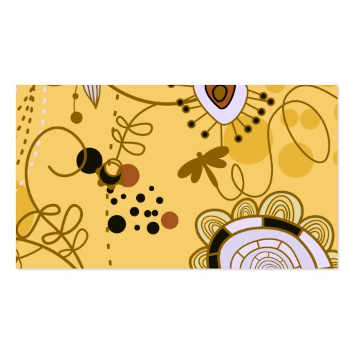 Cute Floral Yellow Retro Vector Dragonfly Business Card (back side)