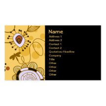 Cute Floral Yellow Retro Vector Dragonfly Business Card
