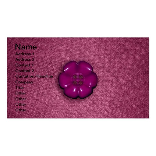 Cute Flower Button Business Card Templates