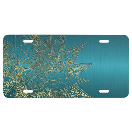 Cute flower henna hand drawn design license plate