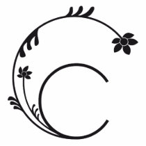 CUTE FLOWER MONOGRAM LETTER C BLACK ACRYLIC CUT OUT
