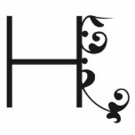 CUTE FLOWER MONOGRAM LETTER H BLACK PHOTO CUT OUT