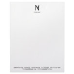 CUTE FLOWER MONOGRAM LETTER N BLACK letterhead