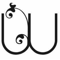 CUTE FLOWER MONOGRAM LETTER W BLACK PHOTO SCULPTURE