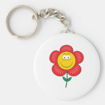 Cute Flower  Smiley Face Key Chains