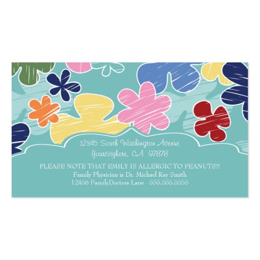 Cute flowers mommy or parent calling business card (back side)