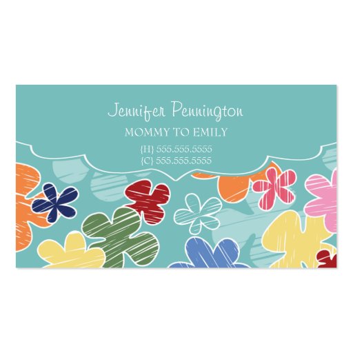 Cute flowers mommy or parent calling business card