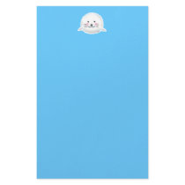 Cute fluffy baby seal stationery design