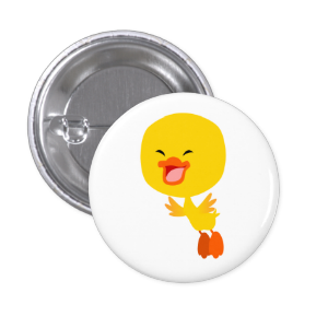 Cute Flying Cartoon Duckling Button Badge
