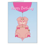 Cute Flying Pig and Balloon Card