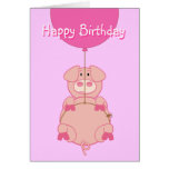 Cute Flying Pig and Balloon Greeting Card
