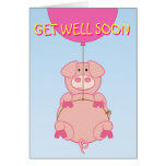 Cute Flying Pig and Balloon Greeting Cards