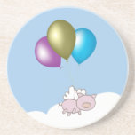 Cute Flying Pig and Balloons Art coasters
