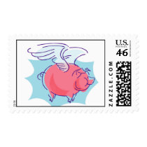 Cute Flying Pig Postage Stamps