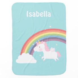 Cute Flying Unicorn Rainbow For Baby Girl Swaddle Blanket