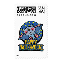 Cute Flying Vampire Bat Halloween Stamps