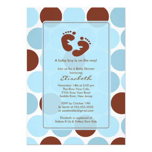 Cute Footprint Boy Baby Shower Invitation