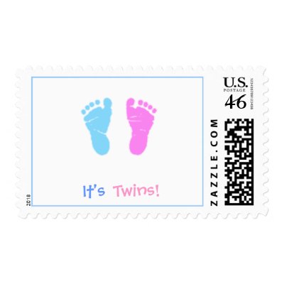 cute footprints  It's , Twins! - Postage Stamps Zazzle_stamp