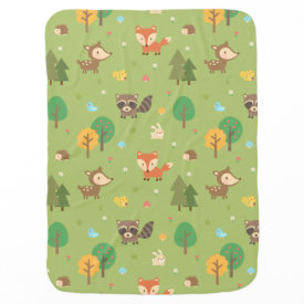 Cute Forest Woodland Animal Pattern For Babies Baby Blanket