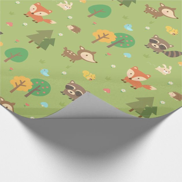 Cute Forest Woodland Animal Pattern For Kids Wrapping Paper 4/4