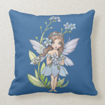 Cute Forget Me Not Flower Fairy Pillow