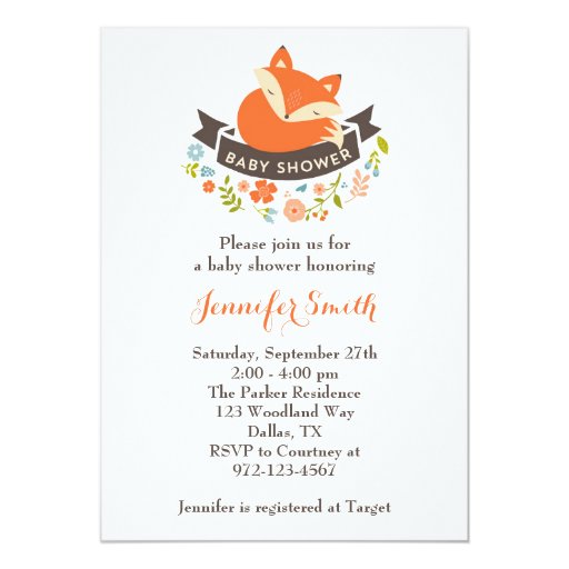 Cute Fox Baby Shower Invitation | Zazzle