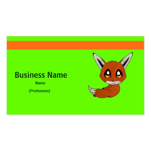cute fox business card template (front side)