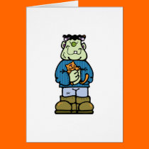 cute frankenstein monster with kitty cat cards