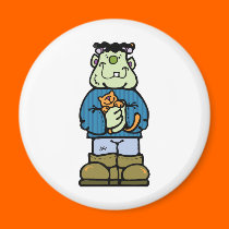 cute frankenstein monster with kitty cat magnets