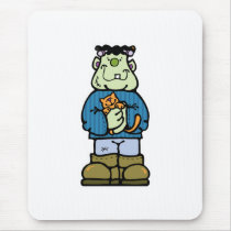 cute frankenstein monster with kitty cat mousepads by halloweenie cute frankenstein monster with kitty cat mousepads