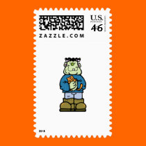 cute frankenstein monster with kitty cat stamps
